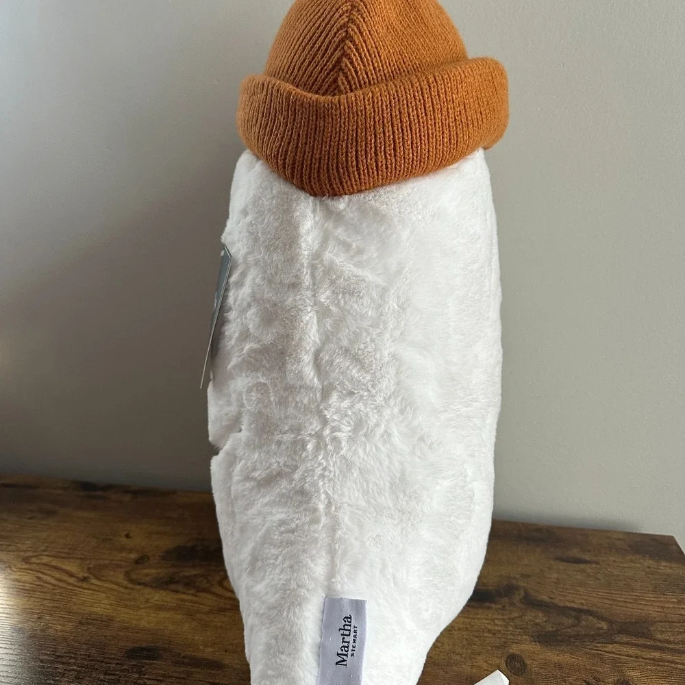 New Martha Stewart Ghost Holding Football Pillow Beanie Brown Sports Superbowl